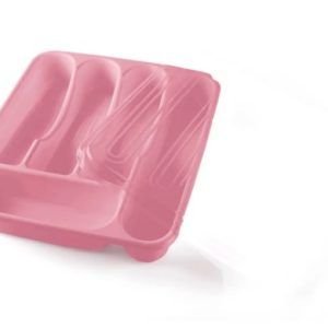 PORTA TALHERES PLASTICO COM TAMPA ROSA PLASVALE  PV6453475