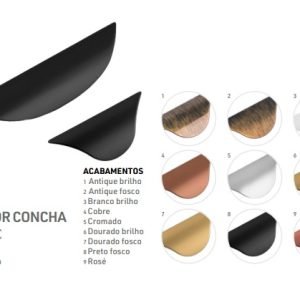 PUXADOR ZAMAC CONCHA COMP. 104MM  M4  ANTIQUE BRILHO AKROSUL