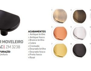 PUXADOR ZAMAC UNIFURO ZM3238 ROSCA M4 PRETO FOSCO AKROSUL