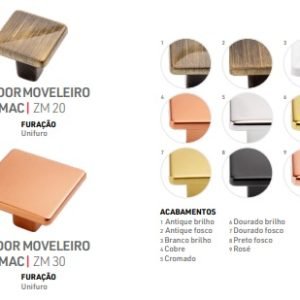 PUXADOR ZAMAC UNIFURO QDR ZM20 ROSCA M4 BRANCO BRILH AKROSUL