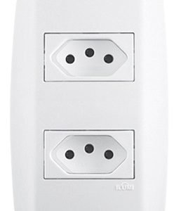 TOMADA DUPLA 10A  HORIZONTAL MONOBLOCO SLIM  ILUMI  I.80120