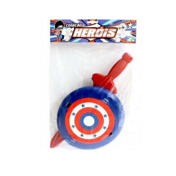 COLECAO HEROIS ESPADA C/ ESCUDO CAPITAO AMERICA MINI TOYS