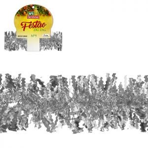 FESTAO ZIG ZAG 9CM X 2 MT  PRATA ZEIN Z364588