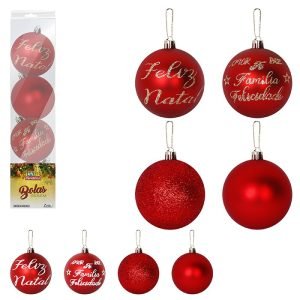 BOLA TB ESCRITA 8CM (4 PCS) VERMELHA ZEIN Z380243