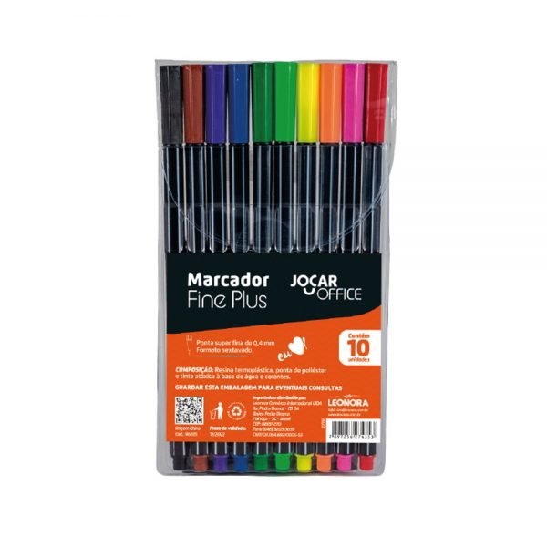 MARCADOR FINE PLUS ESTOJO C/ 10 CORES LEONORA