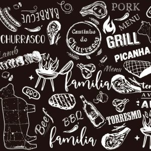 TNT ESTAMPADO CHURRASCO PRETO 1,4 M X 25 M DEXA