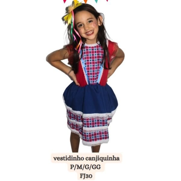 VESTIDO CANJIQUINHA VERMELHO E AZUL FJ30 TAMANHO G MERAKI