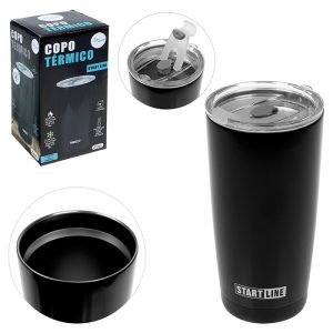 COPO TERMICO INOX PRETO 600 ML C/ TAMPA ACRILICA ZEIN 363703