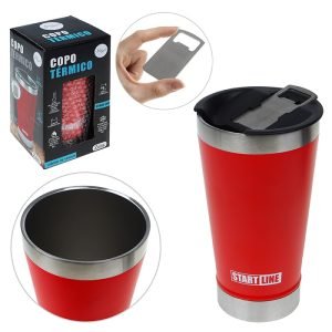 COPO TERMICO 520ML INOX VERMELHO C/ TAMPA ABRIDOR ZEIN