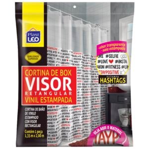 CORTINA BOX VINIL VISOR RET HASHTAGS PLAST LEO  PL623-J