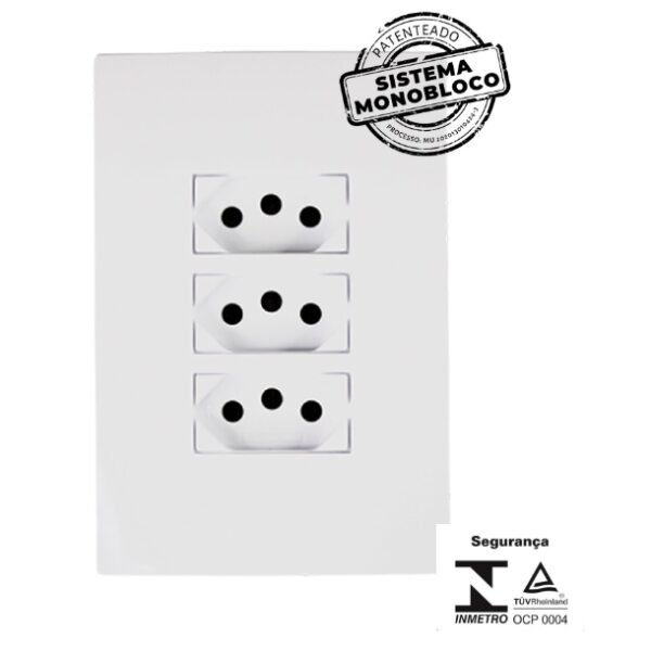 CJ 3 TOMADAS  (10A)  MONOBLOCO  I9  ILUMI I.94123