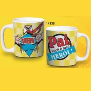 CANECA REDONDA 280ML 9,5 X 11,5CM PAI HEROI CPT14136