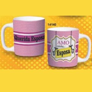 CANECA REDONDA 280ML 9,5 X 11,5CM QUERIDA ESPOSA CPT14140