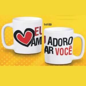 CANECA REDONDA 280ML 9,5 X 11,5CM ADORO AMAR VOCE CPT14150
