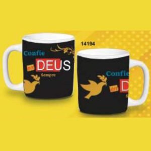CANECA REDONDA 280ML 9,5 X 11,5CM CONFIA EM JESUS CPT14194