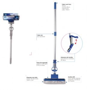 RODO MOP ESPONJA 27CM +CABO EXTENSOR 105CM CLEAN TECH CT0010