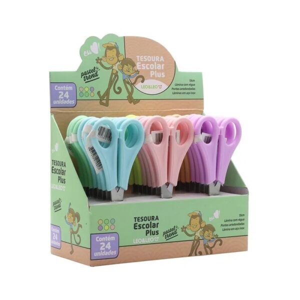 TESOURA ESCOLAR PLUS PASTEL LEOELEO 72005