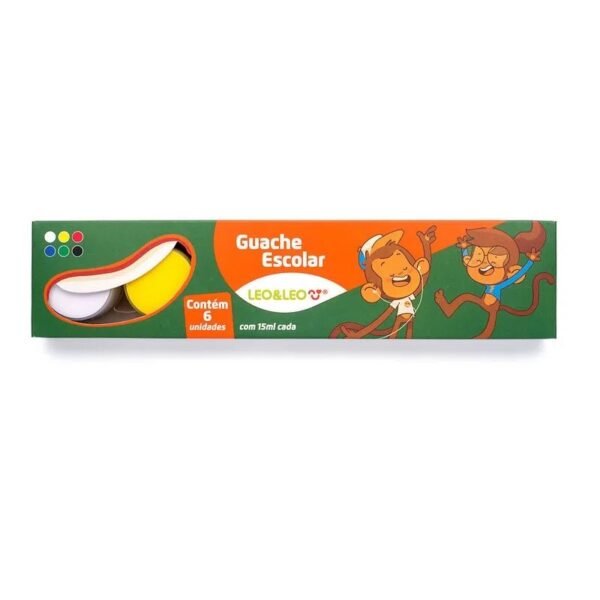 GUACHE ESCOLAR C/ 6 CORES 15 ML LEOELEO 74212