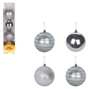 BOLA TB ESFERA 8 CM C/ 4 PCS PRATA ZEIN Z418885