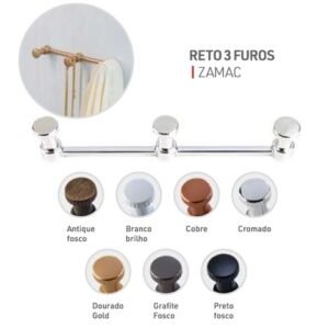 CABIDE ZAMAC MODERN RETO 3 FUROS PRETO FOSCO AKROSUL
