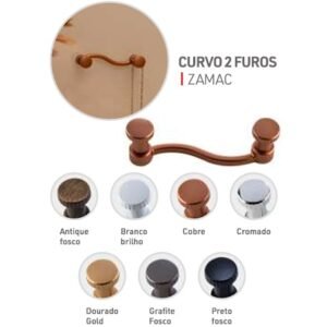 CABIDE ZAMAC MODERN CURVO 2 FUROS COBRE AKROSUL