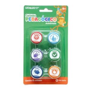 CARIMBO PEDAGOGICO AUTOTINTADO BLISTER C/ 6 LEOELEO