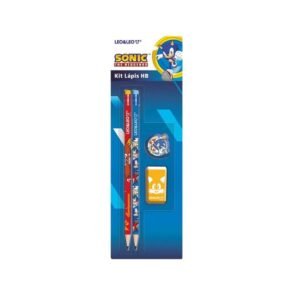 KIT 2 LAPIS HB C/ APONTADOR E BORRACHA SONIC LEOELEO