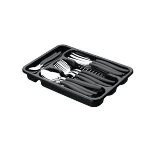 JOGO TALHERES 24 PCS BERLIM PRETO C/ PORTA TALHER INGA