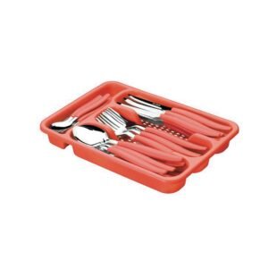 JOGO TALHERES 24 PCS BERLIM VERMELHO C/ PORTA TALHER INGA