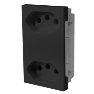 MODULO MONOBLOCO DUPLO SEPAR PRETO 20A VIVAZ ILUMI I.751214