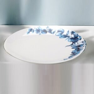 PRATO SOBREMESA CERAMICA BELI BRANCO E AZUL 19CM WELLMIX