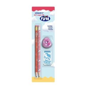 KIT 2 LAPIS HB C/ APONTADOR E BORRACHA FINI LEOELEO
