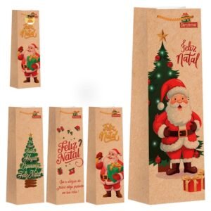 SACOLA NATAL PARDA GARRAFA 12 X 36 X 9 CM ZEIN Z372453