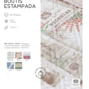 KIT BOUTIS CASAL COLCHA+CAPAS TRAV BRANCO TAPETES JUNIOR