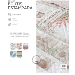 KIT BOUTIS QUEEN COLCHA+CAPAS TRAV AZUL TAPETES JUNIOR