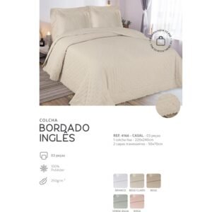 KIT BORD INGLES CASAL COLCHA+CAPAS TRAV BG CL TAPETES JUNIOR