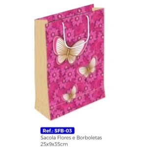 SACOLA FLORES E BORBOLETAS 250X90X350MM DA CRUZ