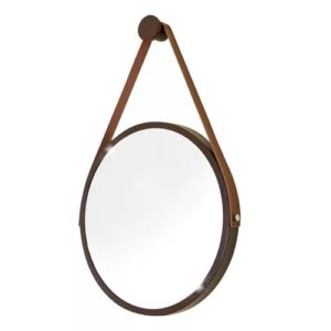 ESPELHO ADNET REDONDO 40 CM MARROM C/ ALCA CARAMEL MEV GLASS