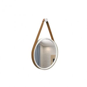 ESPELHO ADNET REDONDO 40 CM BRANCO C/ ALCA CARAMEL MEV GLASS