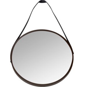 ESPELHO ADNET REDONDO 40 CM MARROM C/ ALCA PRETA MEV GLASS