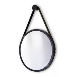 ESPELHO ADNET REDONDO 50 CM PRETO C/ ALCA PRETA MEV GLASS