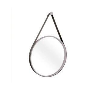 ESPELHO ADNET REDONDO 60 CM CINZA C/ ALCA PRETA MEV GLASS