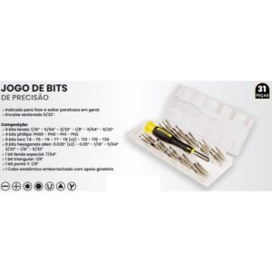 JOGO BITS PRECISAO 31 PCS ARTTOOLS T 41507