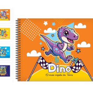 CADERNO ESPIRAL DESENHO/CART CAPA DURA 80 F DINO BAAG