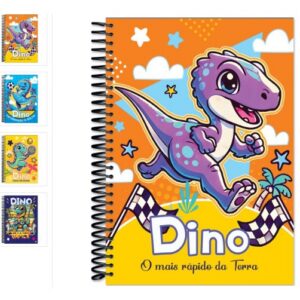 CADERNO ESPIRAL 1/4 CAPA DURA 80 F DINO BAAG