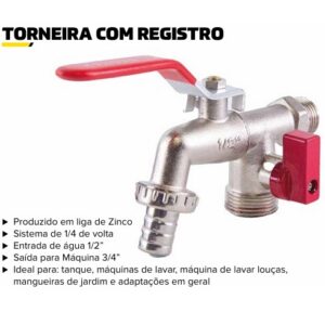 TORNEIRA ESF P/ TANQ E MAQ 1/2 E 3/4 ARTTOOLS F 7021
