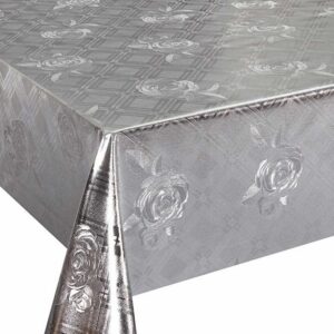 TOALHA MESA METALIZADA ROSAS PRATA 20MT REJU HD 5053A-3