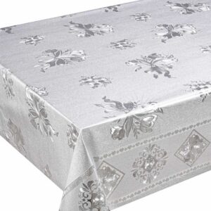 TOALHA MESA METALIZADA FLORES PRATA 20MT REJU HD 5215-1