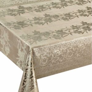 TOALHA MESA METALIZADA FOLHAS PRATA 20MT REJU HD 5037-2/5026