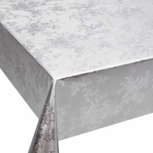 TOALHA MESA METALIZADA FLORAL PRATA 20MT REJU HD 5013-1